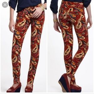 Anthropologie Pilcro Serif Paisley Cord Leggings